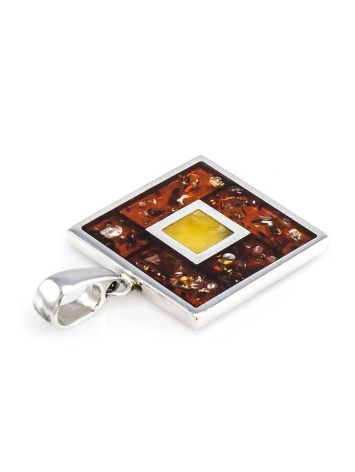 Square Amber Pendant In Sterling Silver The London, image , picture 4