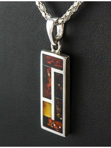 Geometric Amber Pendant In Sterling Silver The London, image , picture 2