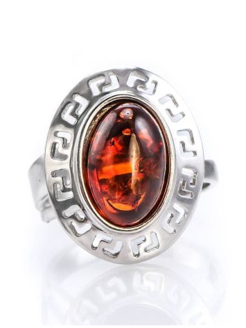 Adjustable Silver Ring With Cherry Amber The Ellas, Ring Size: Adjustable, image , picture 2