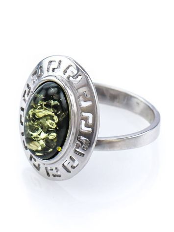 Adjustable Green Amber In Sterling Silver The Ellas, Ring Size: Adjustable, image , picture 3
