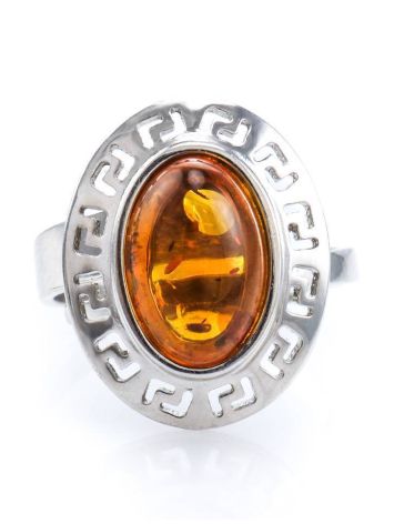 Adjustable Silver Ring With Cognac Amber The Ellas, Ring Size: Adjustable, image , picture 3