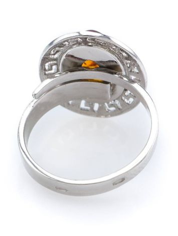 Adjustable Silver Ring With Cognac Amber The Ellas, Ring Size: Adjustable, image , picture 5