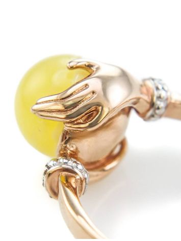 Gorgeous Amber Ring In Gold With Diamonds The Goddess, Ring Size: 5.5 / 16, image , picture 8