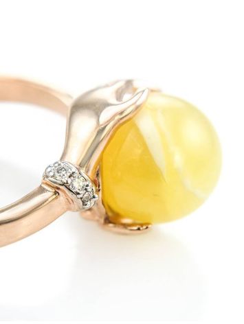 Gorgeous Amber Ring In Gold With Diamonds The Goddess, Ring Size: 5.5 / 16, image , picture 3