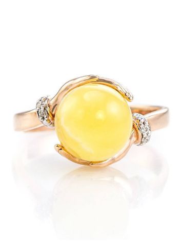 Gorgeous Amber Ring In Gold With Diamonds The Goddess, Ring Size: 5.5 / 16, image , picture 7