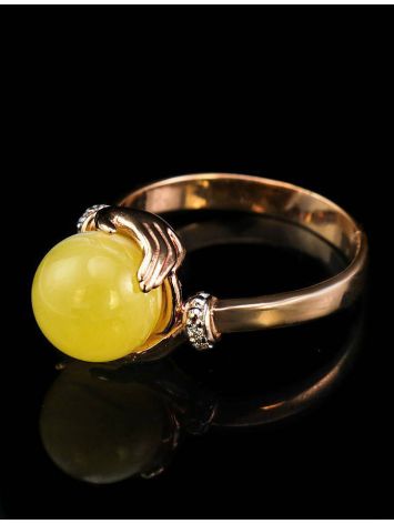 Gorgeous Amber Ring In Gold With Diamonds The Goddess, Ring Size: 5.5 / 16, image , picture 5
