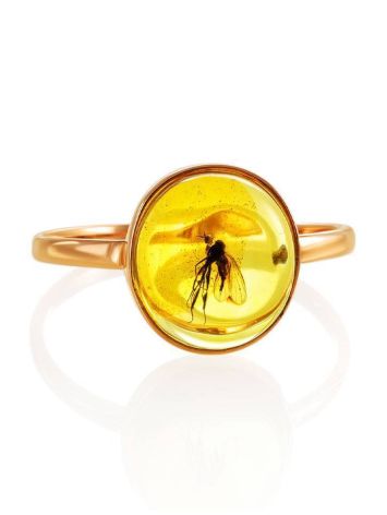 Delicate Amber Ring In Gold With Inclusion The Clio, Ring Size: 6.5 / 17, image , picture 4
