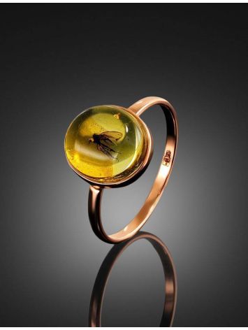 Delicate Amber Ring In Gold With Inclusion The Clio, Ring Size: 6.5 / 17, image , picture 2