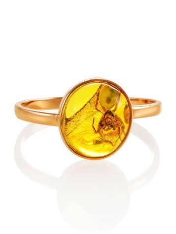Unique Amber Ring In Gold With Inclusion The Clio, Ring Size: 6.5 / 17, image , picture 3
