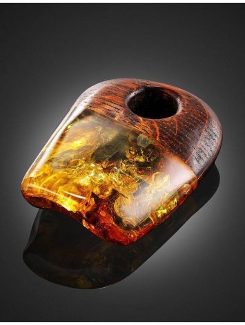 Wooden Pendant With Cognac Amber The Indonesia, image , picture 2