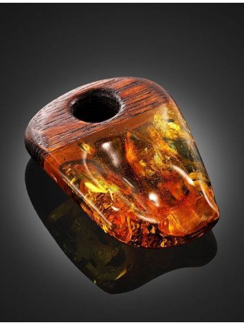 Wooden Pendant With Cognac Amber The Indonesia, image , picture 4