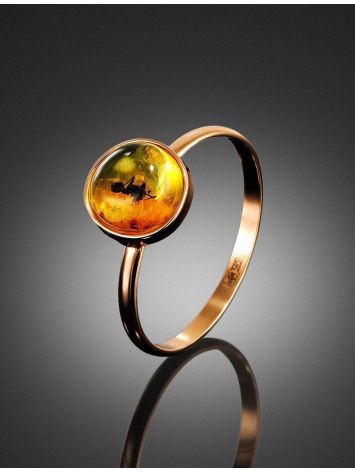 Round Amber Golden Ring With Inclusion The Clio, Ring Size: 7 / 17.5, image , picture 3