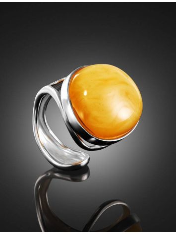 Bold Adjustable Ring With Bright Honey Amber The Glow, Ring Size: Adjustable, image , picture 2