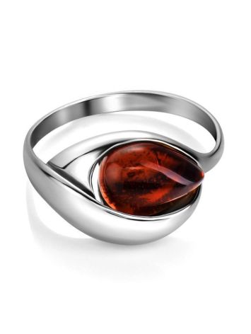 Sterling Silver Ring With Cognac Amber The Peony, Ring Size: 5.5 / 16, image , picture 5