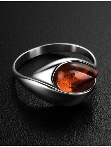 Sterling Silver Ring With Cognac Amber The Peony, Ring Size: 10 / 20, image , picture 2