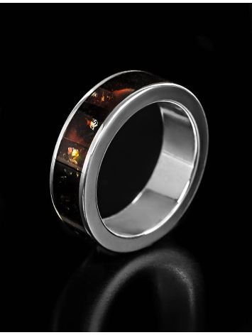 Minimalistic Silver Ring With Cherry Amber The London, Ring Size: 6.5 / 17, image , picture 2