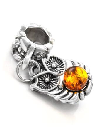 Metal Charm With Cognac Amber The Owl, image , picture 3