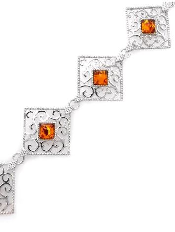 Cognac Amber Link Bracelet In Sterling Silver The Arabesque, image , picture 5