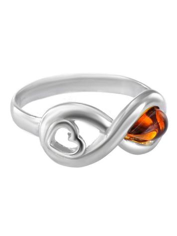 Sterling Silver Ring With Cognac Amber The Amour, Ring Size: 9 / 19, image , picture 4