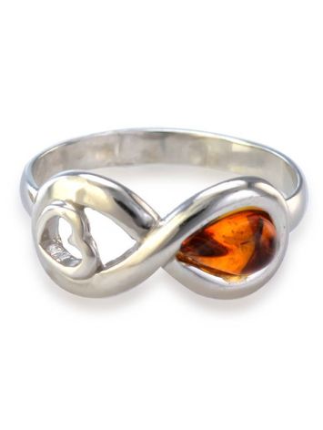 Sterling Silver Ring With Cognac Amber The Amour, Ring Size: 9 / 19, image , picture 3