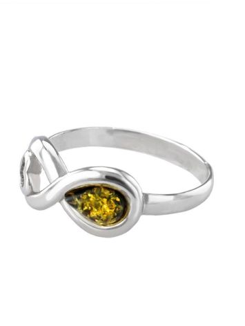Sterling Silver Ring With Green Amber The Amour, Ring Size: 5.5 / 16, image , picture 3