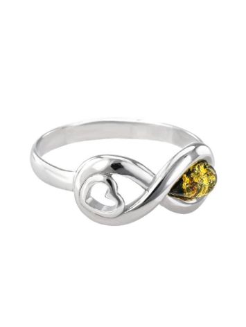 Sterling Silver Ring With Green Amber The Amour, Ring Size: 5.5 / 16, image , picture 4
