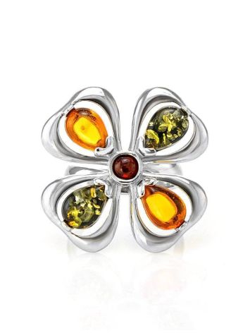 Adjustable Amber Ring In Sterling Silver The Shamrock, Ring Size: Adjustable, image , picture 3