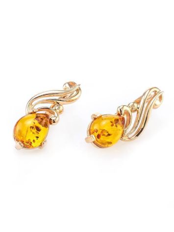 Refined Golden Earrings With Cognac Amber The Swan, image , picture 3