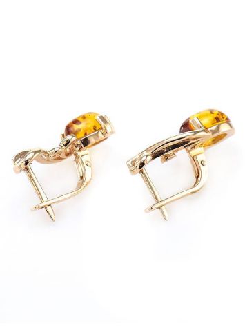 Refined Golden Earrings With Cognac Amber The Swan, image , picture 5