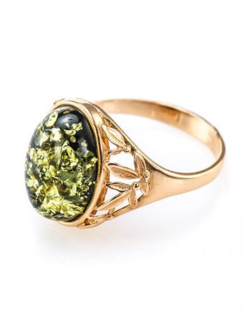 Golden Ring With Green Amber The Carmen, Ring Size: 8.5 / 18.5, image , picture 5