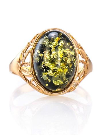 Golden Ring With Green Amber The Carmen, Ring Size: 8.5 / 18.5, image , picture 3