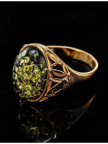 Golden Ring With Green Amber The Carmen, Ring Size: 8.5 / 18.5, image , picture 2