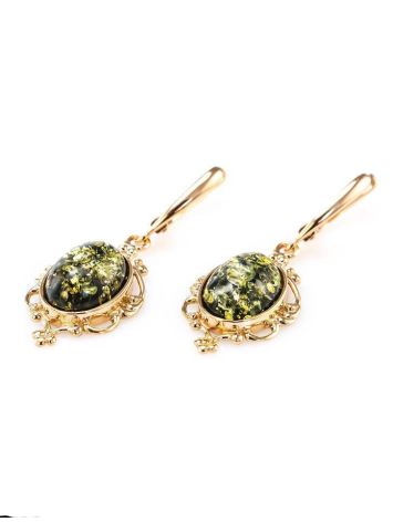 Green Amber Earrings In Gold The Carmen, image , picture 4