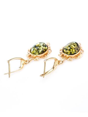 Green Amber Earrings In Gold The Carmen, image , picture 6