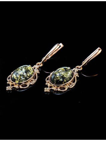 Green Amber Earrings In Gold The Carmen, image , picture 5