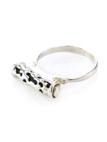 Extraordinary Silver Bar Ring With Caoutchouc The Kenya, Ring Size: 9 / 19, image , picture 3