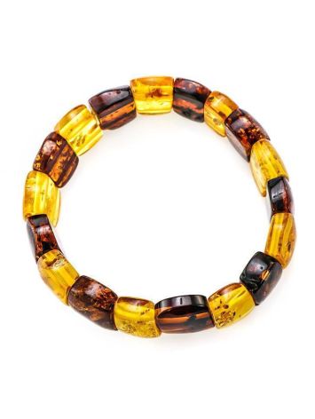Two Toned Amber Flat Beaded Stretch Bracelet, image , picture 3