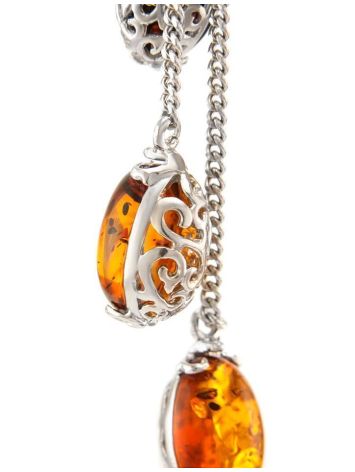 Chain Dangle Amber Pendant In Sterling Silver The Casablanca, image , picture 4