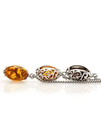 Chain Dangle Amber Pendant In Sterling Silver The Casablanca, image , picture 6