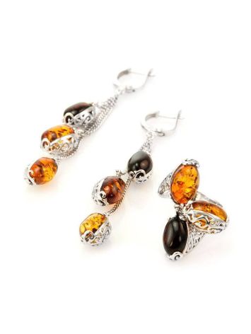 Dangle Amber Earrings In Sterling Silver The Casablanca, image , picture 6