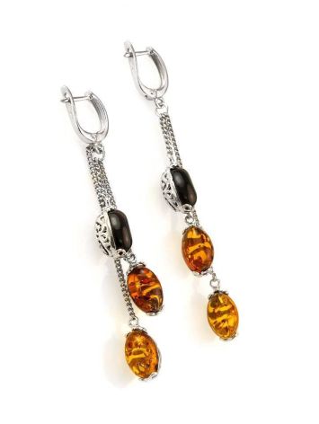 Dangle Amber Earrings In Sterling Silver The Casablanca, image , picture 5