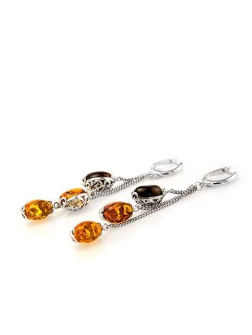 Dangle Amber Earrings In Sterling Silver The Casablanca, image , picture 4