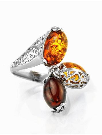 Multicolor Amber Ring In Sterling Silver The Casablanca, Ring Size: 11 / 20.5, image , picture 3