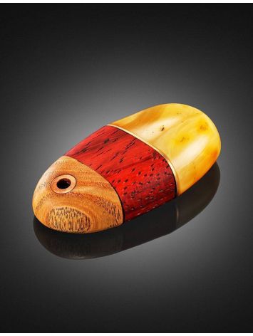 Wooden Pendant With Honey Amber The Indonesia, image , picture 2