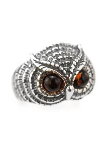 Wonderful Silver Ring With Cherry Amber The Owl, Ring Size: 6 / 16.5, image , picture 4