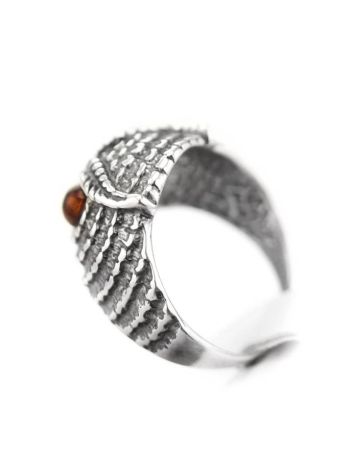 Wonderful Silver Ring With Cherry Amber The Owl, Ring Size: 6 / 16.5, image , picture 5