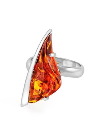 Bold Handcrafted Amber Ring In Sterling Silver The Palladio, Ring Size: Adjustable, image , picture 3