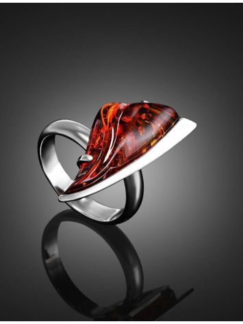 Bold Handcrafted Amber Ring In Sterling Silver The Palladio, Ring Size: Adjustable, image , picture 2