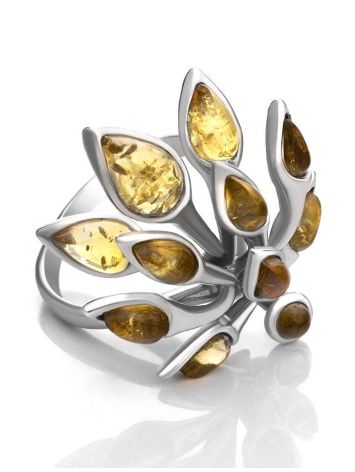 Luminous Amber Ring In Sterling Silver The Dahlia, Ring Size: 7 / 17.5, image , picture 4
