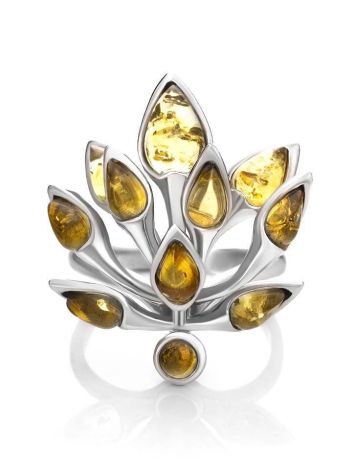 Luminous Amber Ring In Sterling Silver The Dahlia, Ring Size: 7 / 17.5, image , picture 3